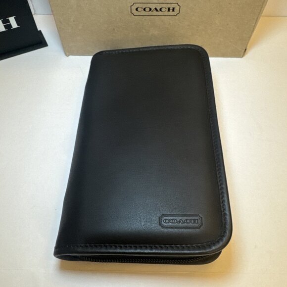 Vintage Coach Black Smooth Leather PDA Organizer Note Pad 8”x5”x2” NIB - Picture 1 of 6